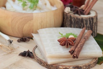 Noodle roll soup with pork ,chinese food