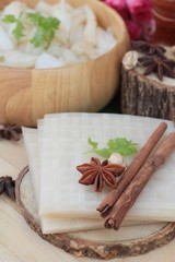 Noodle roll soup with pork ,chinese food