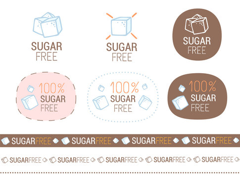 vector sugar free sign set