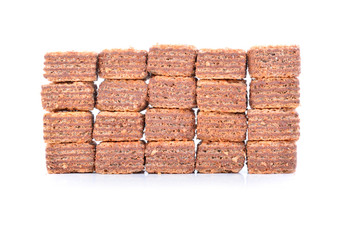 Wafers with chocolate isolated on white background