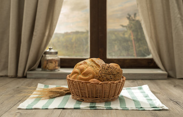Fototapeta na wymiar Fresh bread in a basket