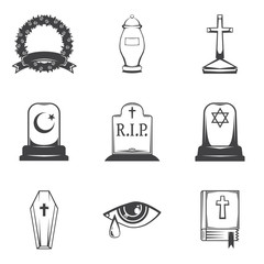 Vector set funeral and burial