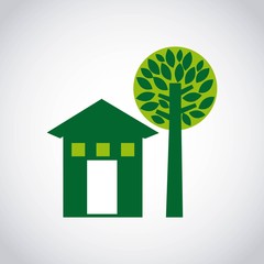 house green and tree icon vector illustration design