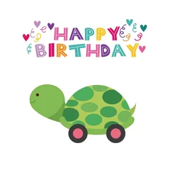 Fotobehang happy birthday celebration card vector illustration design © Gstudio