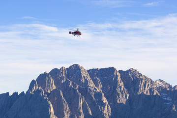 Naklejka na ściany i meble Mountain with a Helicopter