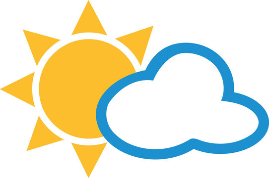 Cloudy weather with sun and cloud icon