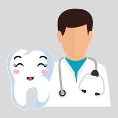 avatar man dentist with human tooth smiling cartoon. vector illustration