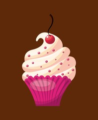 delicious cupcake sweet icon vector illustration design