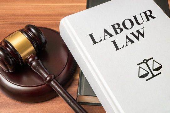 Labour law book and gavel. Consumer protection book and gavel. Law and regulations concept.
