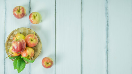 Top view red and yellow apple