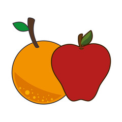 red apple and orange. healthy fruit food . vector illustration