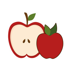 red apple healthy fruit food. vector illustration