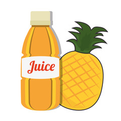pineapple bottle juice drink. healthy fruit food. vector illustration