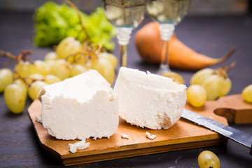 cheese with grape and wine