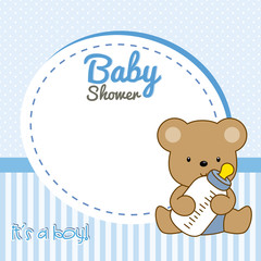 baby shower boy. Frame baby bear