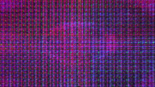 Video Flux 065: Television screen pixels fluctuate with color and video motion (Loop).