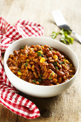 Meat stew with beans and corn