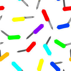 Seamless pattern with color pocket knifes