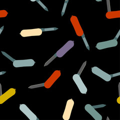 Seamless pattern with color pocket knifes