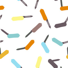 Seamless pattern with color pocket knifes