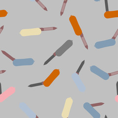 Seamless pattern with color pocket knifes