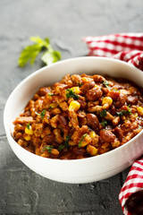 Meat stew with beans and corn