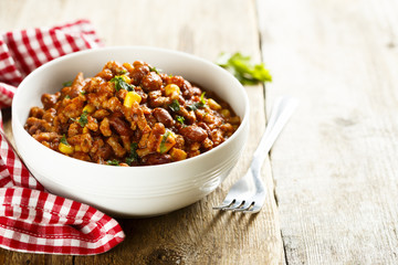 Meat stew with beans and corn