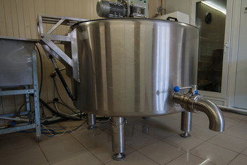 Cheese production at dairy farm