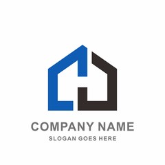 Monogram Letter H Home Architecture Real Estate Building Shape Vector Logo Design Template