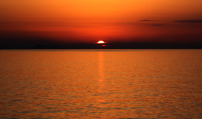 Amazing sunset in the sea