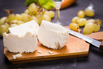 cheese with grape and wine