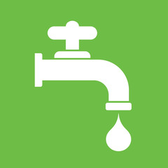 faucet water icon white simple on green background