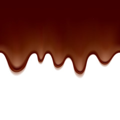 Melted flowing chocolate drips border vector illustration.
