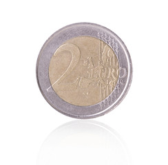Two euro coin on white