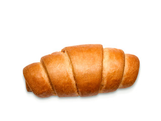Croissant isolated on a white (top view)