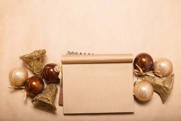 Greeting card  mock up with christmas ornaments