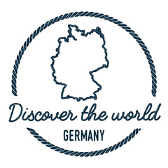 Germany Map Outline. Vintage Discover the World Rubber Stamp with Germany Map. Hipster Style Nautical Rubber Stamp, with Round Rope Border. Country Map Vector Illustration.