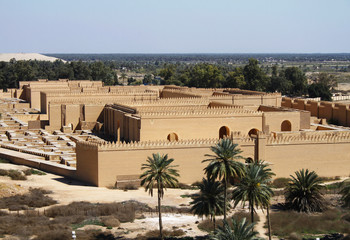 Restored ruins of ancient Babylon, Iraq.