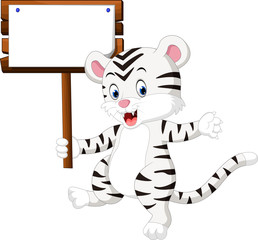 Cute white tiger cartoon