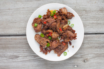 Spicy cumin lamb - traditional Uyghur dish  from Xinjiang region in China. 