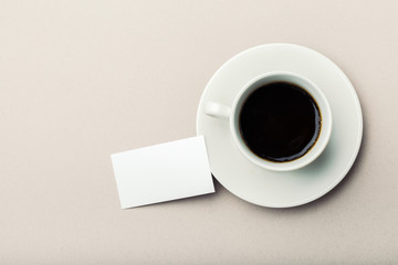 Blank card with coffee cup with space