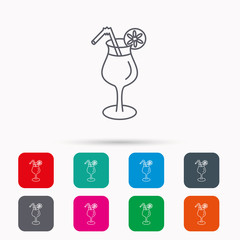 Cocktail icon. Glass of alcohol drink sign.