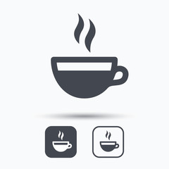 Coffee cup icon. Hot tea drink sign.