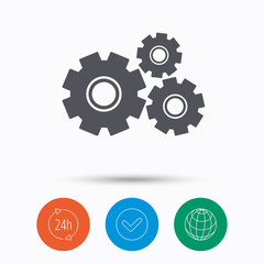 Cogwheels icon. Repair service sign.