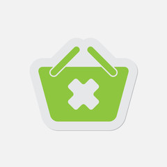 simple green icon - shopping basket cancel
