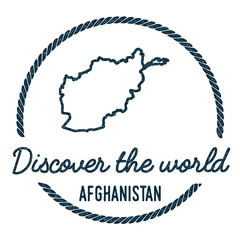 Afghanistan Map Outline. Vintage Discover the World Rubber Stamp with Afghanistan Map. Hipster Style Nautical Rubber Stamp, with Round Rope Border. Country Map Vector Illustration.