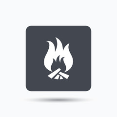 Fire icon. Blazing bonfire flame sign.