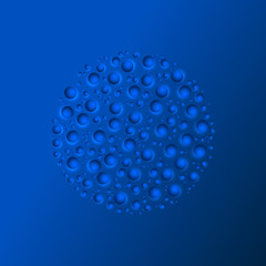 Large ball consisting of small balls. 3d spheres composition. Blue bubbles