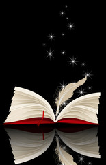 A book with a quill pen