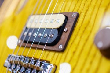 Detail shot of an electric guitar.